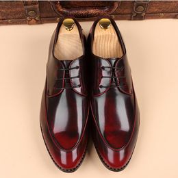 2017 New High Quality Genuine Leather Men Shoes Brogues, Lace-Up Bullock Business Men Oxfords Shoes Men Dress Shoes Flats