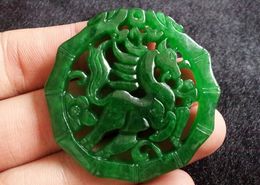 Seiko double-sided hollow-out valuable.such handiwork jade round steed. (success) lucky pendant necklace