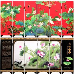 -Antique laque antique petit cadeau de décoration d'écran chinois économie d'énergie lotus rouge clair d'intérêt