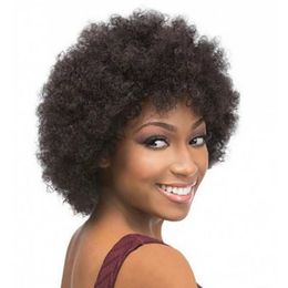 hot selling short cut kinky curly wig Simulation human hair bob short cut curly full wig in stock free shipping