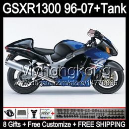 gloss blue 8gift For SUZUKI Hayabusa GSXR1300 96 97 98 99 00 01 13MY181 GSXR 1300 GSX-R1300 GSX R1300 02 03 04 05 06 07 blue black Fairing