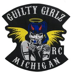 HOT SALE GUILTY GIRLSBIKER RC MICHIGAN MOTORCYCLE CLUB VEST OUTLAW BIKER MC JACKET PUNK COOLEST IRON ON WEST PATCH FREE SHIPPING