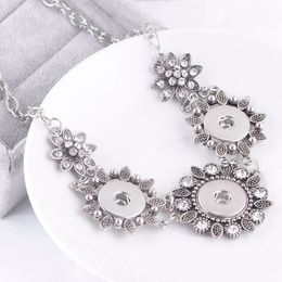 New Design Fashion Ginger Snap Antique Silver Rhinestone Pendant Necklaces Diy Snap Jewelry Fit 18mm Snap Charm Button For Women