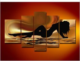 Great Handpainted Abstract Sexy Picture Canvas Printing Handmade Nude Oil Painting for House Wall Decoration Five-Piture Combined