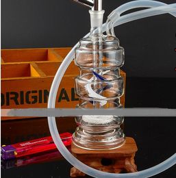 New creative double-layer filter glass hookah, send pot accessories, glass bongs, glass water pipe, smoking, color style random delivery
