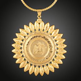 Hot 18k Gold Plated sun Necklace Fashion Personalised Design Hip Hop Jewellery Punk Rock Micro Men/women round Pendant Necklace