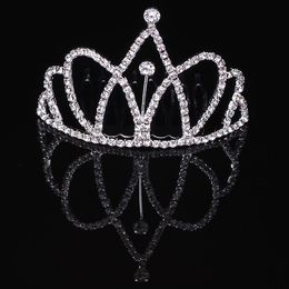 Girls Crowns With Rhinestones Wedding Jewelry Bridal Headpieces Birthday Party Performance Pageant Crystal Tiaras Wedding Accessories #BW-T037