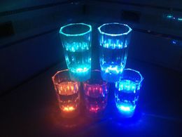 light up party cups UK - High Beer Colorful LED Mug Club Dreamlike Flashing Party Cup Light-UP Quality Octagon New 80Pcs Lot Lgxul