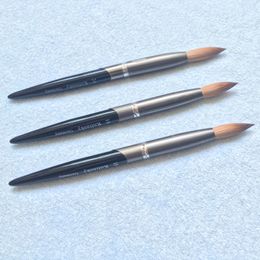 Round Sharp Gel Acrylic Nail Art Brush Tools Black Handle #10#12#14#16#18#20#22#24 Pure Kolinsky Professional Polish Powder Builder Manicure Painting Drawing Sable 1pcs