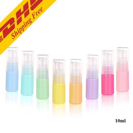 DHL FREE 10ml Macarons Colour Travel Transparent Plastic Atomizer Small Mini Empty Pump Refillable Bottle for skin care items
