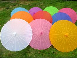 Chinese Coloured Fabric Umbrella White Pink Parasols China Traditional Dance Colour Parasol Japanese Silk Props 100pcs