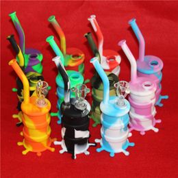 Silicone drum Rigs water pipe glass bongs water bubble seven colors silicone oil rig free