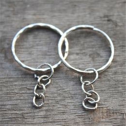 20pcs Key chain bronze tone Key rings with Attached Chain charms pendants 27mm