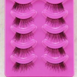 5 Pairs Handmade False Eyelashes Transparent Stems Top Half Crisscross Messy Fake Eyelashes Daily Nude Lashes Stage Makeup Tools