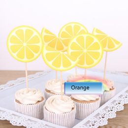 cake toppers orange paper cards banner for fruit Cupcake Wrapper Baking Cup birthday tea party wedding decoration baby shower