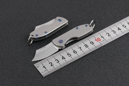 FREE SHIPPING New CNC Stone Wash Full TC4 titanium Handle D2 Blade Folding Pocket Knife DF14