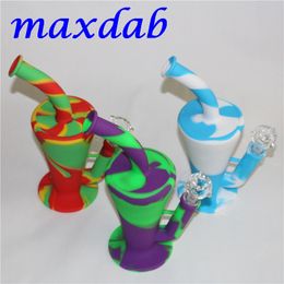 Barrel Silicone Bong Water Pipes Portable Silicone Oil Rigs Detachable Hookahs Unbreakable Smoking Oil Concentrate Pipe