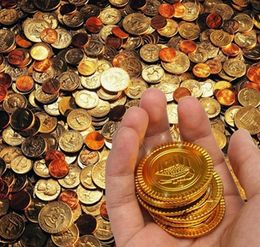 Plastic gold Pirate coins birthday Christmas holiday favor treasure coin goody party loot bag pinata filler toy favor theme decor gift