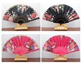 9 "Women Folding Hand Held Fans, Spainish Style Lace Printed Pattern Folding Fans For Ornament Wedding Gift Crafts Prop fan (Multicolor)