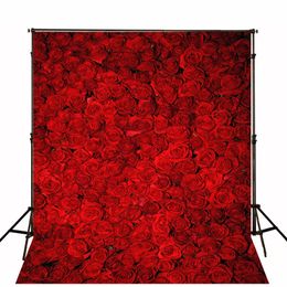Computer Printed 3D Red Roses Photo Backgrounds Flower Wall Back Drop Romantic Valentines Day Wedding Photography Studio Backdrops