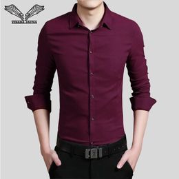 Wholesale- Men's Shirt 2017 New Mens Shirt New Arrvials Fashion Style Male Shirts Long Sleeved Cotton Solid Men camisa masculina N782