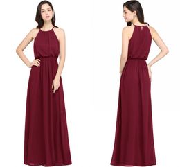 Wholesale Price Burgundy Chiffon A Line Bridesmaid Dress Jewel Neck Off the Shoulder Long Bridesmaid Gowns Wedding Party Dresses Robe