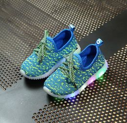2017 LED sport shoes Kids casual Toddler Boys Girls Breathable Mesh Sneakers Little Children Soft Bottom Shoes