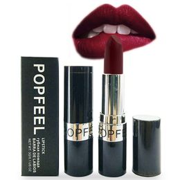Makeup Matte Lipstick Popfeel Lipstick Long Wear Waterproof Cosmetic Beauty Makeup balm Long Lasting lip stick Red Rouge batom
