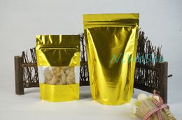 14x20cm coffee bean sachet, 100pcs/lot X Stand up gold aluminium foil ziplock bag with window-pack pistachios nut plastic pouch resealable