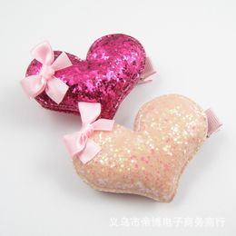 princess chips wholesale shiny barrettes sequin bow hair clips for girls heart shape hairpins para meninas