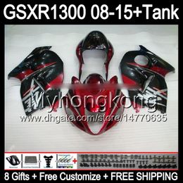 gloss red 8gifts For SUZUKI Hayabusa GSXR1300 08 15 GSXR-1300 14MY88 GSXR 1300 GSX R1300 08 09 10 11 12 13 14 15 TOP red black Fairing Kit