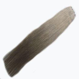 Silver Brazilian Hair Straight Tape In Human Hair Extensions 100g Grey human hair extensions 40pcs