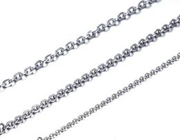 wholesale 20pcs silver Colour Fashion Stainless steel Thin 2mm/3mm Strong Oval Link chain necklace 18''/ 20''for women girls Jewellery