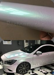Luxury Aurora Pearl Gloss White Vinyl Car wrapping Film with Bubble Free For Flip Flop Shift Car styling covering Size: 1.52*20m/Roll