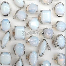 50pcs/Lot Mixed Shape Big-size Natural Opal Rings Semi-precious Stone Rings Factory Price Free Shipping