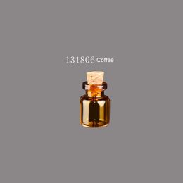 13x18mm Amber Brown Glass Bottle Vial Miniature With Cork Stopper -100pcs