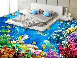 waterproof wallpaper for bathroom wall Underwater World Coral Sea 3D Flooring waterproof self-adhesion home decoration