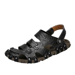 Sandalen Für Männer Sommer Mode Neue Strand Sandale Echtes Kuh Leder Mann Hausschuhe Casual Schuhe