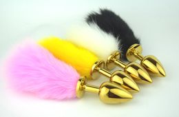 Gold Stainless Steel Metal Anal Plug Toys Small Size Sexy Rabbit Tail Bunny Butt Plug Unisex Sex Products Anal Sex Toys
