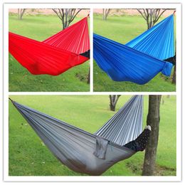 100pcs Portable Nylon Parachute Double Hammock Garden Outdoor Camping Travel Survival Hammock Sleeping Bed For 2 Person