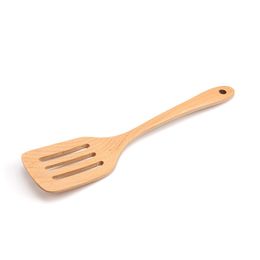 wood kitchen hollow spatula turner kitchen accessories heat resistant beech kitchen handles 11.8 inch length ECO friendly wholesale