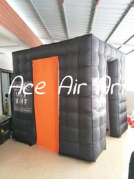 Advertising Black Inflatable Photo Booth Cube Tent Photo Cabin With Logo