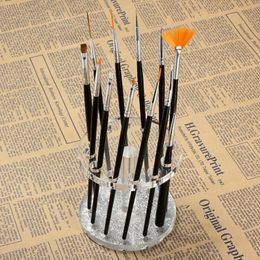 Wholesale- Nail Art 12 Holes Penholder Acrylic Gel Nail Brush Pen Holder Heart Gold Rest Stand Display Brushes