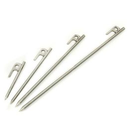 50pcs 12CM 20CM 30CM 40CM Silver Steel Forging Pegs Outdoor Camping Tent Nail Peg Beach Sand Snow Cold Winter Nail Tool