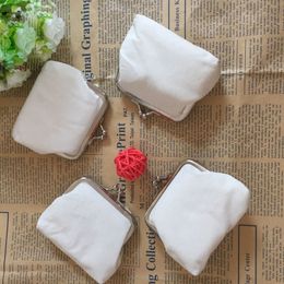 100Pcs DIY white pure canvas wallet girls small coin purse blank plain craft gift clutch organizer bags travel cases handmade