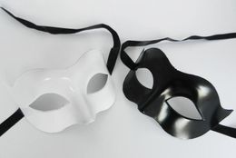Men's Masquerade Mask Fancy Dress Venetian Masks Male Masquerade Masks Plastic Half Face Mask [Black, White, Gold, Silver]