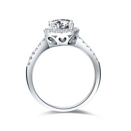 -Sterling prata 0.5ct redondo nscd anel de diamante simulado para as mulheres Jóias de noivado 18K Presente de aniversário banhado a ouro branco