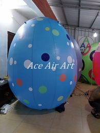 2.2m H Giant Baby Blue Inflatable Easter Eggs with Colourful Dots for Pop Singer Katty Perry in California