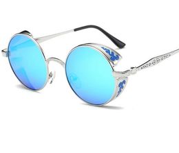 2017 HD Polarised Round Metal Round Punk Steampunk Sunglasses For Men women Coating Sun Glasses 6pcs/Lot Free shipping