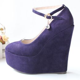 15CM Heel Height Sexy Round Toe Wedges Heel Pumps Platform Party Shoes heels US size 3-10.5 No.1258-3A